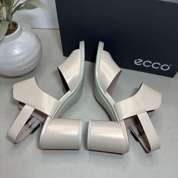 New Ecco Shape Block Heel Sandal 65 Vanilla Metallic 281313 Women 9-9.5/EU40 NWB - Picture 6 of 9
